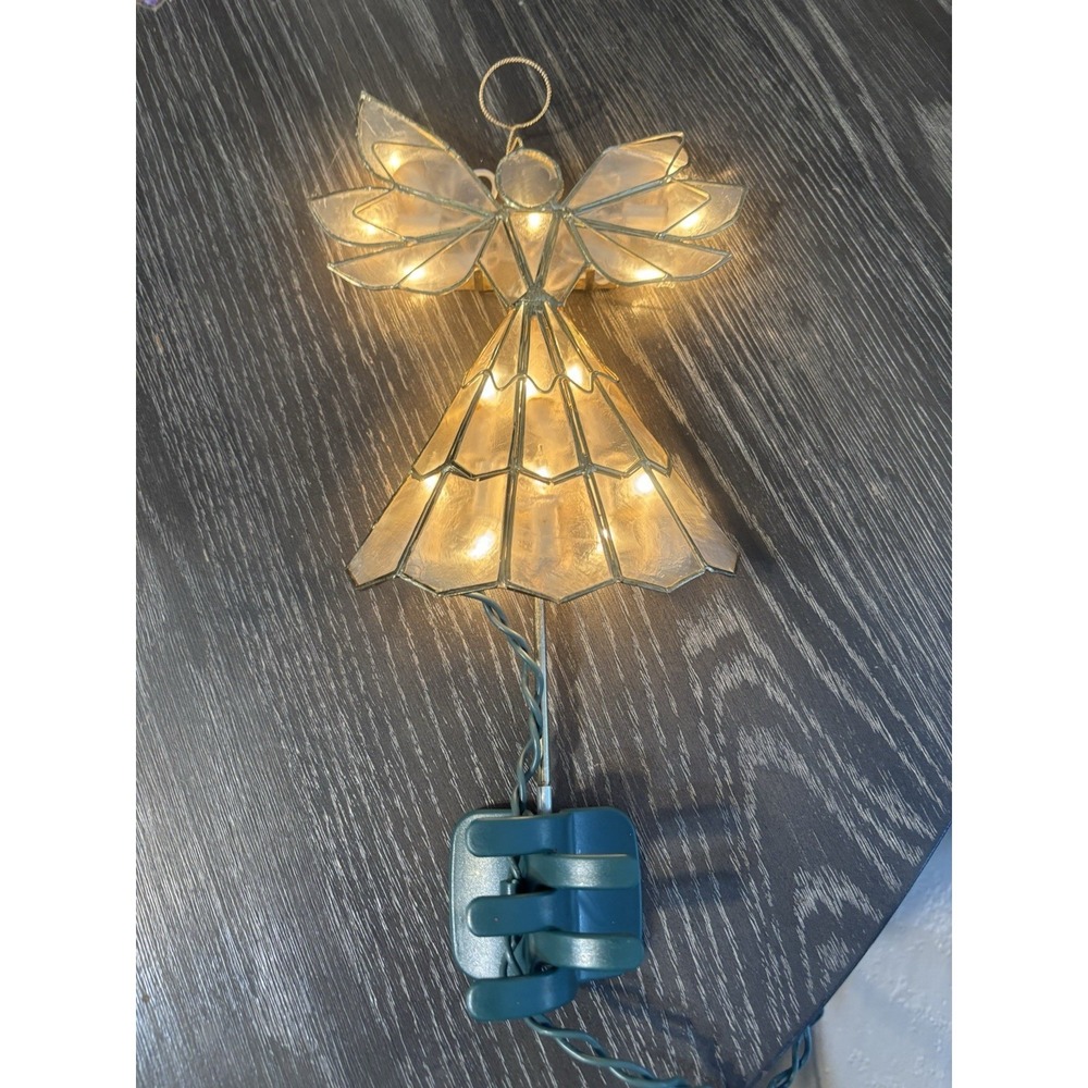 Angel Tree Topper White Gold Metal Frame‎ 10.9 In Ht Lights Up - Picture 1 of 4